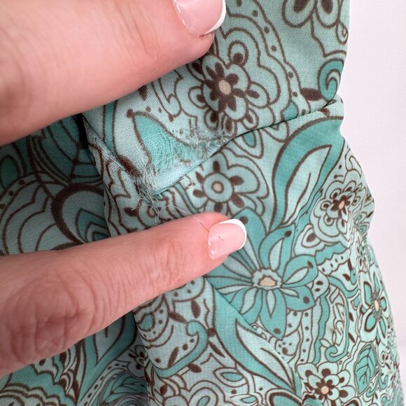 Vintage Y2K Baby Doll Dress Womens 18W Empire Waist Faux Wrap Floral Print Bead - Picture 4 of 6